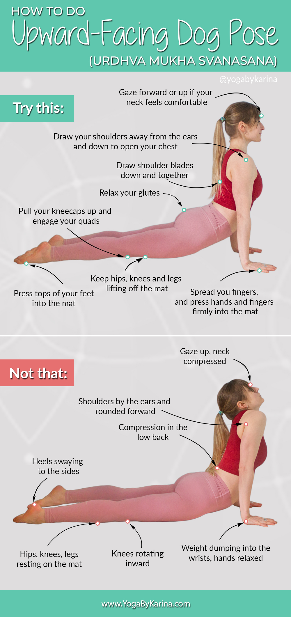 Yoga Tutorial How To Do Upward Facing Dog Pose Yoga By Karina